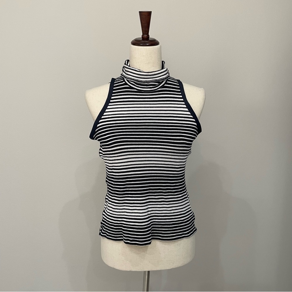 Worth New York Sleeveless Striped Turtleneck Size 8